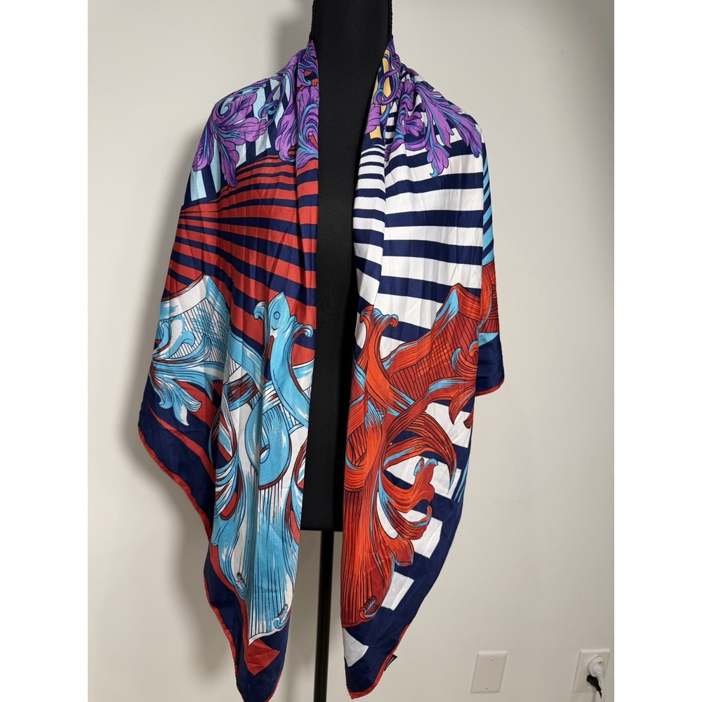 scarf for women light weight Square 50@ By 50" Wrap Flowers Multicolor